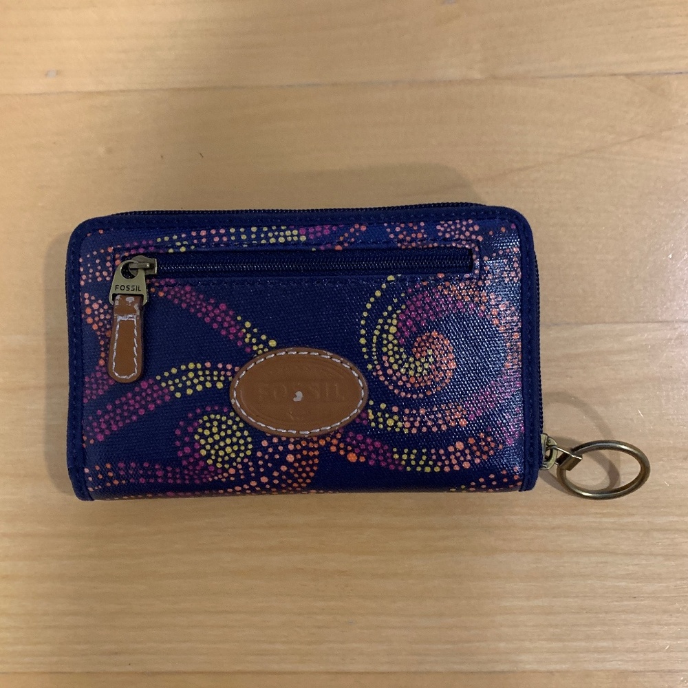 NEW Fossil KeyPer Zip Multi Wallet - Blue Nights